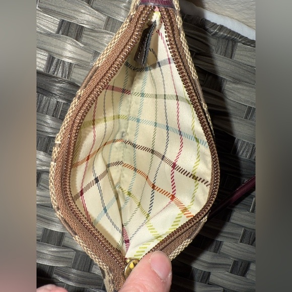 Coach Signature Jacquard Wristlet with Tattersall Plaid Lining, Burgundy Leather - Picture 3 of 6